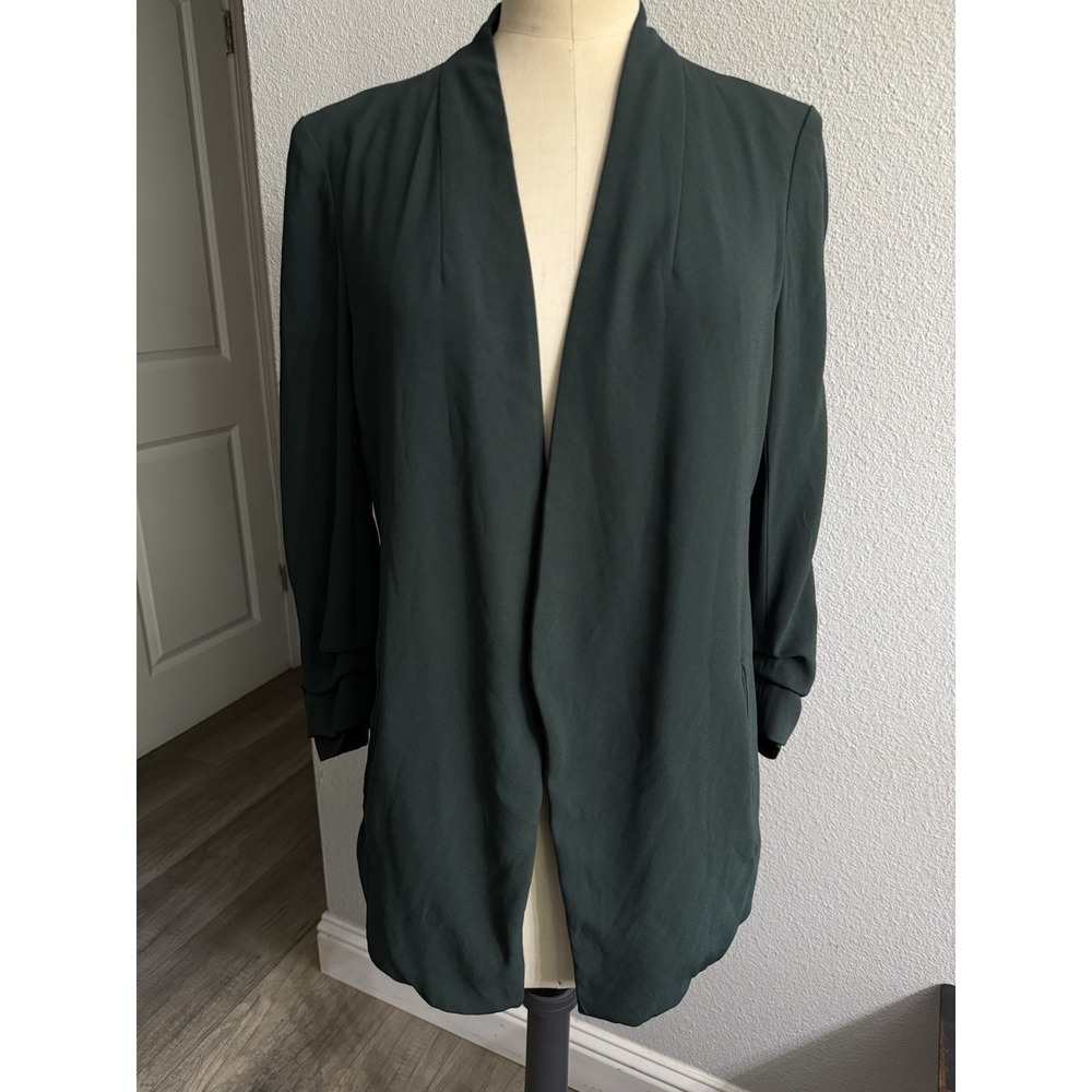 Babaton Jacket Womens 2 Green Open Front Blazer Unstructured Career Wear Minimal
